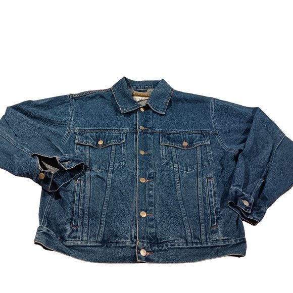 Vintage 90's  Eagles Ridge Jean Jacket American Flag Men's Large Denim c… - Picture 5 of 7